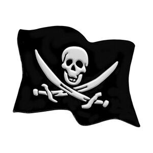 Jolly Roger Pirate Flag Enamel Pin - Ocean Beach Goth Alt Punk Apparel Gift NWT